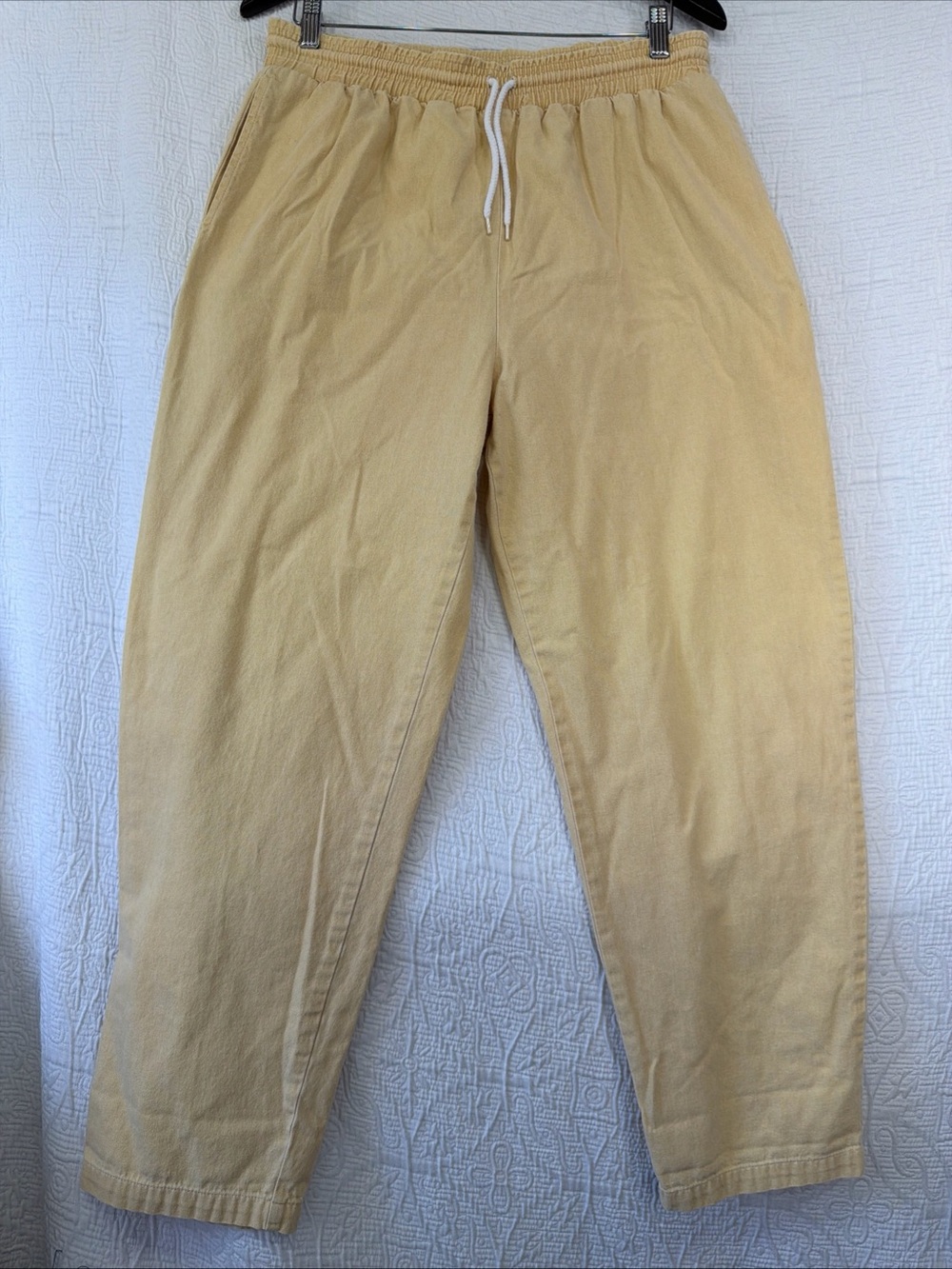 Vintage Orvis Fishing Casual Cotton Pants Womens 12 Petite Pull On Baggy Beige